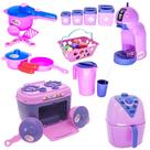 Kit Brinquedo Cozinha Menina Rosa Fogão Mercado Café 31pç Kit Brinquedo Cozinha Menina Rosa Fogão Mercado Café 31pç