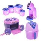 Kit Brinquedo Cozinha Menina Rosa Fogão Potinhos Café 10pç Kit Brinquedo Cozinha Menina Rosa Fogão Potinhos Café 10pç