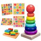 Kit Brinquedo Educativo Completo alfabeto A-Z, Formas, Cores e Empilháveis