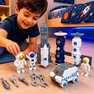 Kit Brinquedo Espacial Foguete Satélite Astronautas 11 Peças Branco Kit Brinquedo Espacial Foguete Satélite Astronautas 11 Peças Branco