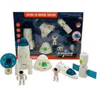 Kit Brinquedo Espacial Space Explore Nave Foguete Astronauta 7 Peças Branco First Bikes