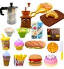Kit Brinquedo Faz De Conta Bule Moedor Café Lanches Adesivo Infantil Comidinhas Kit Brinquedo Faz De Conta Bule Moedor Café Lanches Adesivo Infantil Comidinhas
