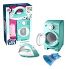 Kit Brinquedo Infantil Lavanderia Ferro de Passar Máquina de Lavar Roupinha Crianças Casa Imaginação