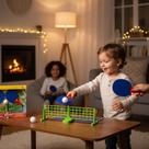 Kit Brinquedo Infantil Mesa de Tênis Portátil 2 Raquetes Bolinhas Resistente Colorido