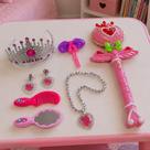 Kit Brinquedo Infantil Princesa Varinha Coroa Rosa Encantado Kit Brinquedo Infantil Princesa Varinha Coroa Rosa Encantado