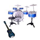 Kit Brinquedo Musical 6 Tambores 3 Pratos + Violão Infantil
