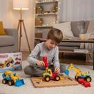 Kit Brinquedo Trator Escavadeira Guincho Rolo 3 em 1 com Parafusadeira Infantil Colorido