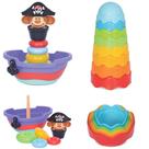 Kit Brinquedos Bebes + 6 Meses Didático E Educativo Empilhar