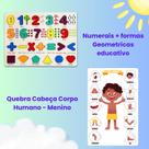 Kit Brinquedos Didaticos Educativos Apredizado Ingles Portugues Quebra Cabeça Corpo Humano e Numeral