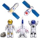 Kit Brinquedos Galáxia Foguetes Astronautas Satélites 6 Pçs