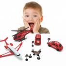 Kit Brinquedos Infantil Missão Resgate 4 Peças Avião Helicóptero Caminhão Carrinhos Presente