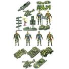 Kit Brinquedos Militares em Miniatura com Veículos Soldados e Acessórios 23 Peças Plástico Abs