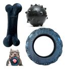Kit Brinquedos Pet para Cães Cachorros Grande Porte Pneu + Bola 95mm + Osso Big