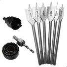 Kit Broca de Madeira Jogo De Brocas Chatas + Jogo Serra Copo