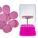 Kit Broca Disco + Suporte + 10 Lixa Refil 120 Manicure Nail