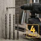 Kit Brocas SDS Plus Para Martelete 4 Peças Concreto Kit Brocas SDS Plus Para Martelete 4 Peças Concreto