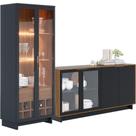 Kit Buffet Áustria Com Cristaleira Malibu Preto Milano