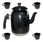 Kit Bule 1500 Ml 4 Xicaras 80 Ml De Alumínio Esmaltado