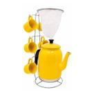 Kit Bule Café Bojudo 1650ml c/ 6 Xícaras Alumínio Amarelo