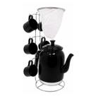 Kit Bule Café Bojudo 1650ml c/ 6 Xícaras Alumínio Preto