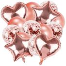 Kit Buque Balão Metalizado 14 Peças Bexiga Festa Rose Gold