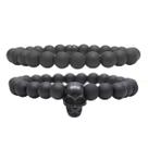 Kit C/02 Pulseiras de Bolinha Masculina Caveira All Black
