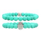 Kit C/02 Pulseiras de Bolinha Masculina Mão De Hamsá Verde Água