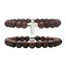 Kit C/02 Pulseiras de Bolinha Masculina Vermelha Cruz Crucifixo