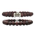 Kit C/02 Pulseiras de Bolinha Masculina Vermelha Detalhe Prata