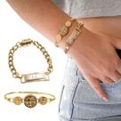 Kit C/02 Pulseiras Feminina Braceletes Life e São Bento Semijoia Banhado a Ouro