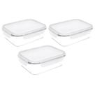 Kit C/ 03 Potes De Vidro 1040ml C/ Tampa Vedação Resistente Marmita Fitness