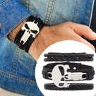 Kit C/03 Pulseiras Masculinas de Couro Caveira Justiceiro Regulável