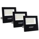 Kit c/ 03 Refletores Taschibra TR LED 50W Slim 6500K Preto Bivolt Resistente à Água e Uso Externo (Luz Branca)