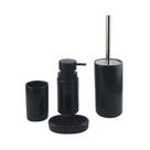 Kit C/04 Pcs Banheiro De Porcelana Preto