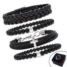 KIT C/04 Pulseiras de Couro Masculina Cruz Crucifixo Trançada+ Bolinhas KIT C/04 Pulseiras de Couro Masculina Cruz Crucifixo Trançada+ Bolinhas