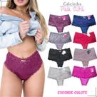 Kit C/ 05 Calcinhas Modeladora Pala Com Renda Forrada Cotton
