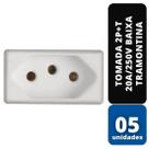 KIT C/ 05 Tomada 2P+T 20A/250V Baixa Tramontina