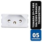 KIT C/ 05 Tomada 2P+T NBR 10A/250V Branco - TRAMONTINA
