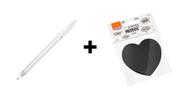 Kit c/ 1 Caneta Gel Trigel Branca 0.8mm - CIS + 1 Bloco Adesivo 70x70mm Coração Preto - BRW Kit c/ 1 Caneta Gel Trigel Branca 0.8mm - CIS + 1 Bloco Adesivo 70x70mm Coração Preto - BRW
