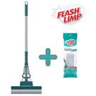 Kit C/ 1 Mop Limpeza Geral Plus Rodo Lava e Seca MOP7671 + 1 Refil Esponja em PVA RMOP7671 Flash Limp