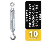 Kit C/10 Esticador Leve Gancho Olhal Galv 3/16 - M5 Bellift