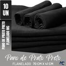 Kit c/ 10 Pano De Prato Flanelado Mc 07 - Preto Liso - Alvejado - 41x70cm - 100% Algodão - 70 Gramas