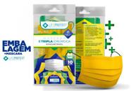 KIT C/10 Pct de Máscaras Tripla cirúrgica Amarela (Copa do mundo) Pct c/10 unidades