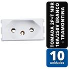 KIT C/ 10 Tomada 2P+T NBR 10A/250V Branco - TRAMONTINA
