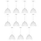 Kit c/11 lustre pendente industrial galpão prismatico branco