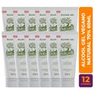 Kit c/ 12 Álcool Gel Natural Vegano 70% C/ Extrato de Camomila, Erva Doce e Aloe Vera 60ml