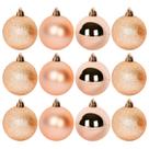 Kit C/ 12 Bolas Enfeites De Natal Lisas Foscas Glitter Dourado Decoração Pendente