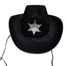 kit c/12 Chapéu Xerife Preto Estrela Cowboy junino adulto