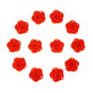 Kit C/12 Miçangas em Plástico Flor Rosa Vermelha 2 cm