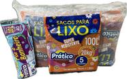 Kit c/ 12 saco de lixo 100 litros preto prático pct/ 5 unid